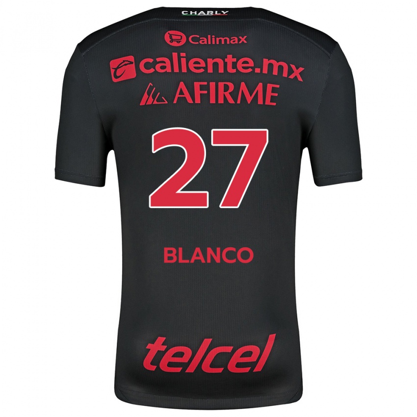 Enfant Maillot Domingo Blanco #27 Noir Rouge Tenues Domicile 2024/25 T-Shirt Belgique