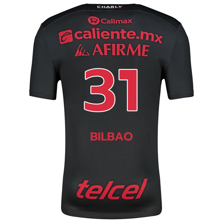 Enfant Maillot Unai Bilbao #31 Noir Rouge Tenues Domicile 2024/25 T-Shirt Belgique