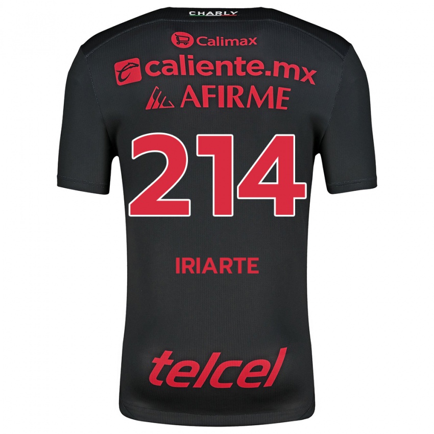 Enfant Maillot Oliver Iriarte #214 Noir Rouge Tenues Domicile 2024/25 T-Shirt Belgique