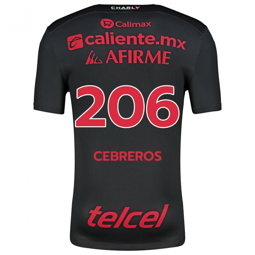 Enfant Maillot Luis Cebreros #206 Noir Rouge Tenues Domicile 2024/25 T-Shirt Belgique