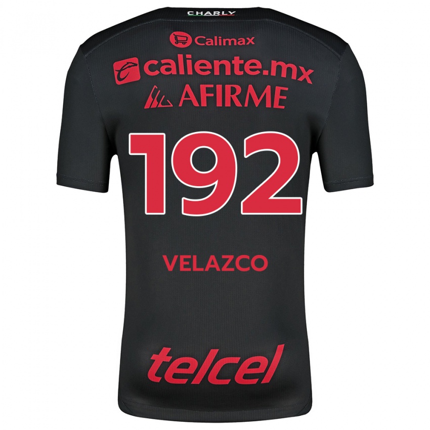 Enfant Maillot Emiliano Velazco #192 Noir Rouge Tenues Domicile 2024/25 T-Shirt Belgique