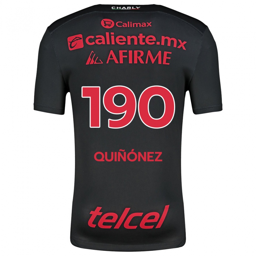 Enfant Maillot Martín Quiñónez #190 Noir Rouge Tenues Domicile 2024/25 T-Shirt Belgique