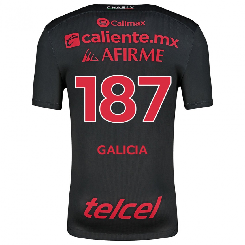 Enfant Maillot Carlos Galicia #187 Noir Rouge Tenues Domicile 2024/25 T-Shirt Belgique