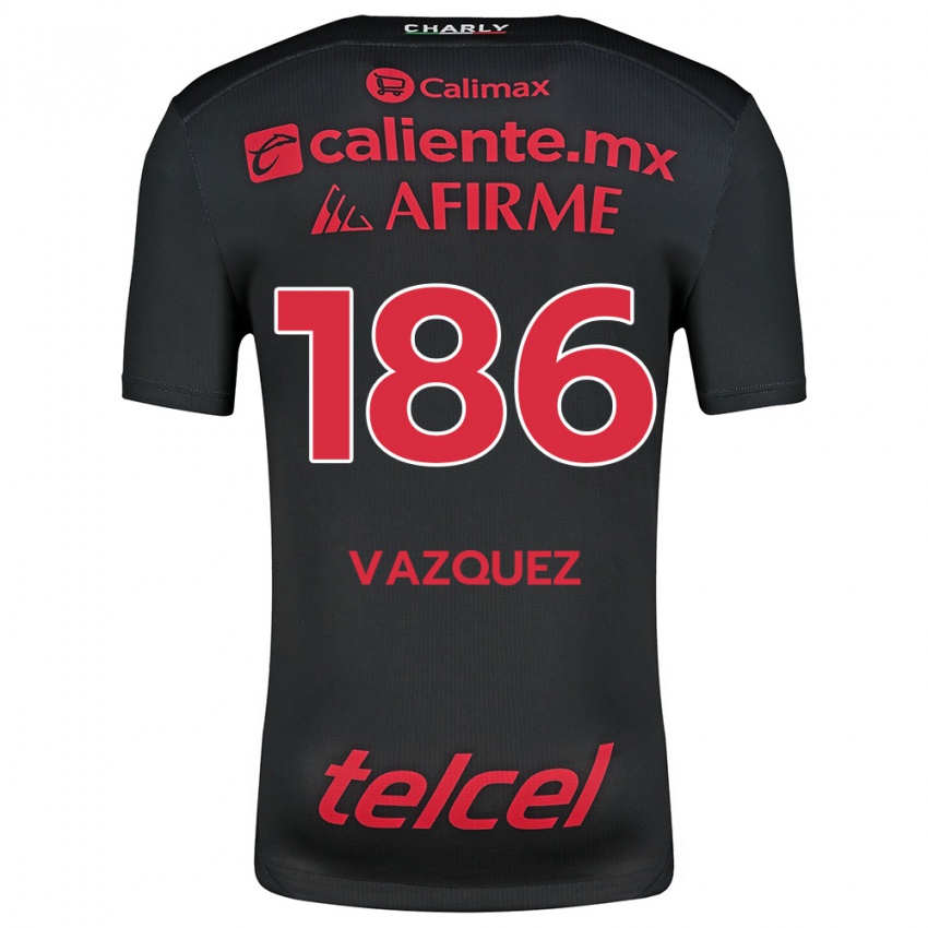 Enfant Maillot Octavio Vázquez #186 Noir Rouge Tenues Domicile 2024/25 T-Shirt Belgique