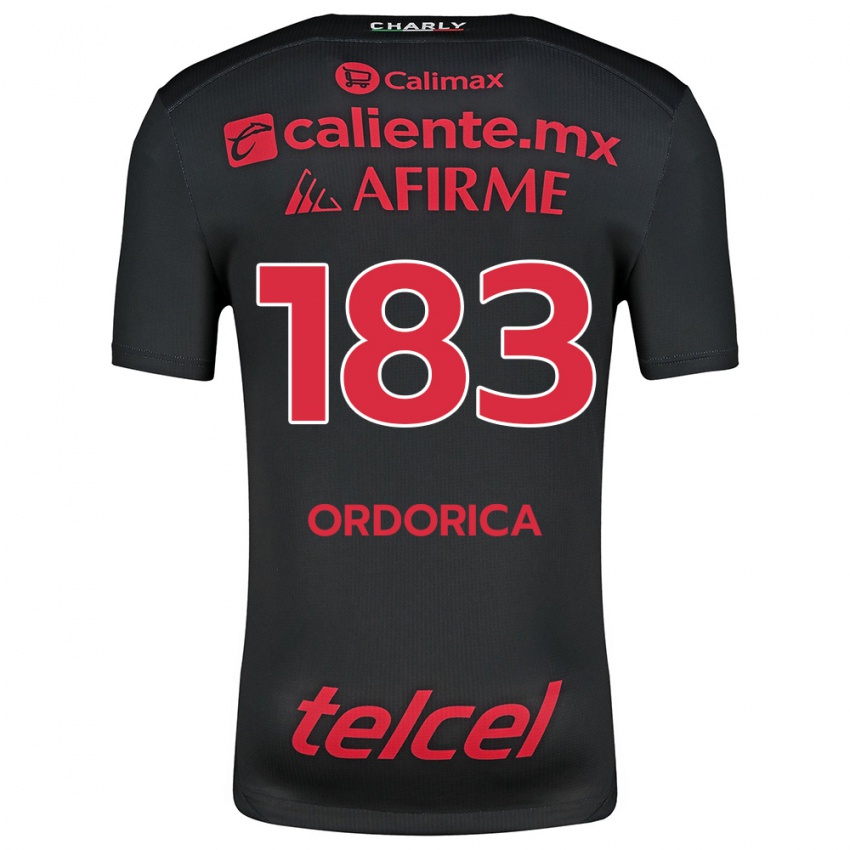 Enfant Maillot Brandon Ordorica #183 Noir Rouge Tenues Domicile 2024/25 T-Shirt Belgique