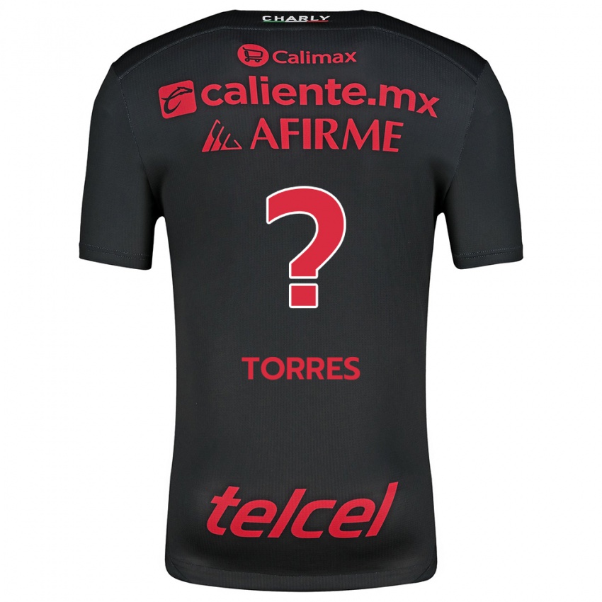 Enfant Maillot Christopher Torres #0 Noir Rouge Tenues Domicile 2024/25 T-Shirt Belgique