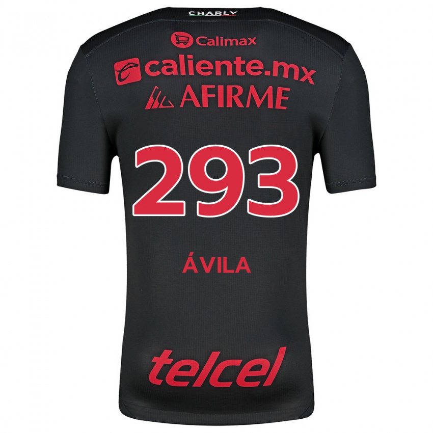 Enfant Maillot Daniel Ávila #293 Noir Rouge Tenues Domicile 2024/25 T-Shirt Belgique