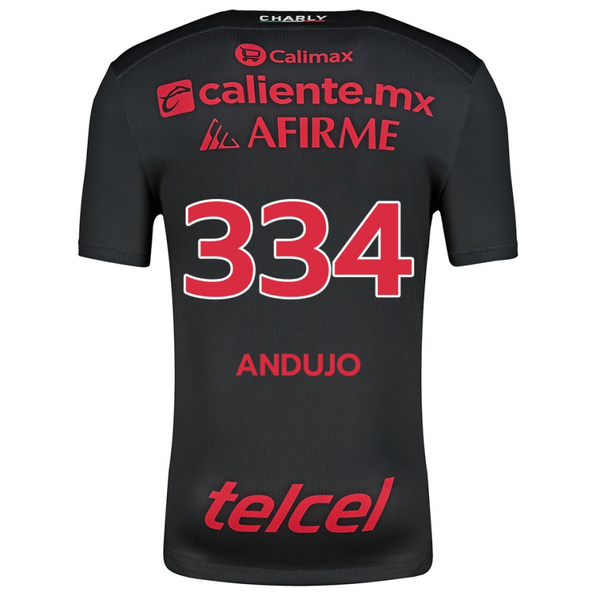 Enfant Maillot Favio Andujo #334 Noir Rouge Tenues Domicile 2024/25 T-Shirt Belgique