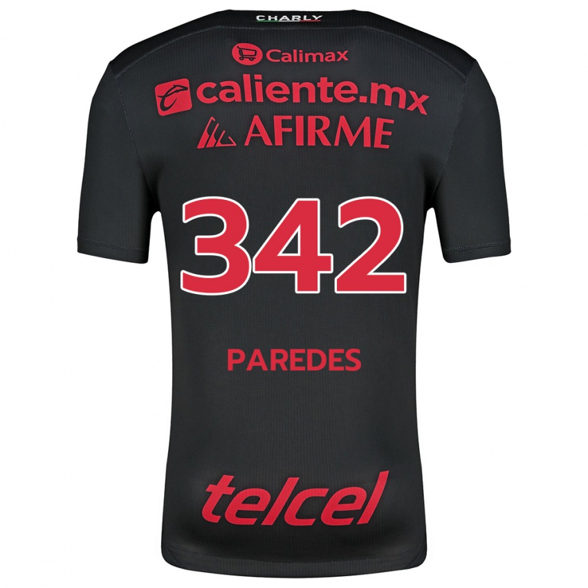 Enfant Maillot Santiago Paredes #342 Noir Rouge Tenues Domicile 2024/25 T-Shirt Belgique