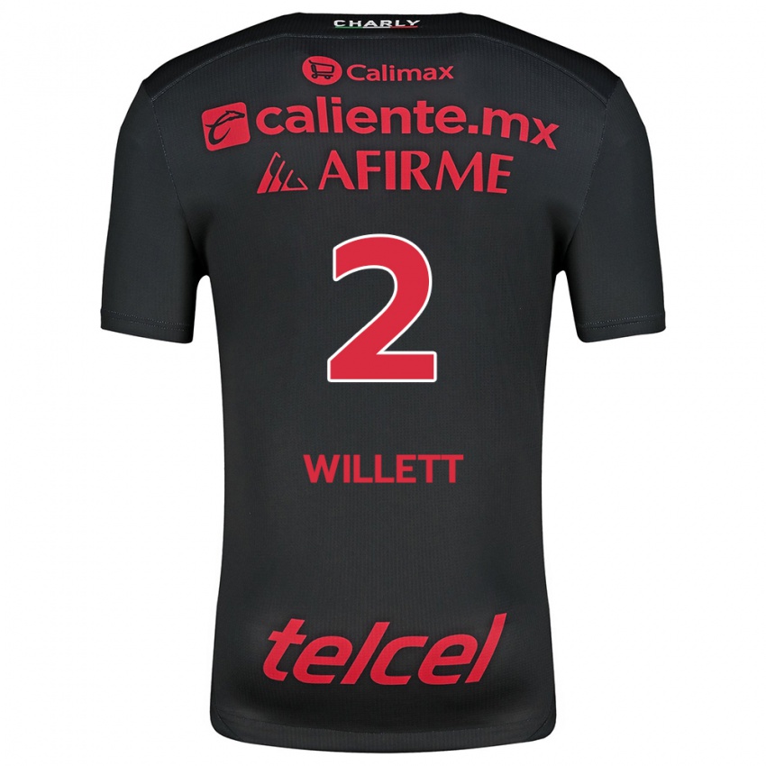 Enfant Maillot Adyson Willett #2 Noir Rouge Tenues Domicile 2024/25 T-Shirt Belgique