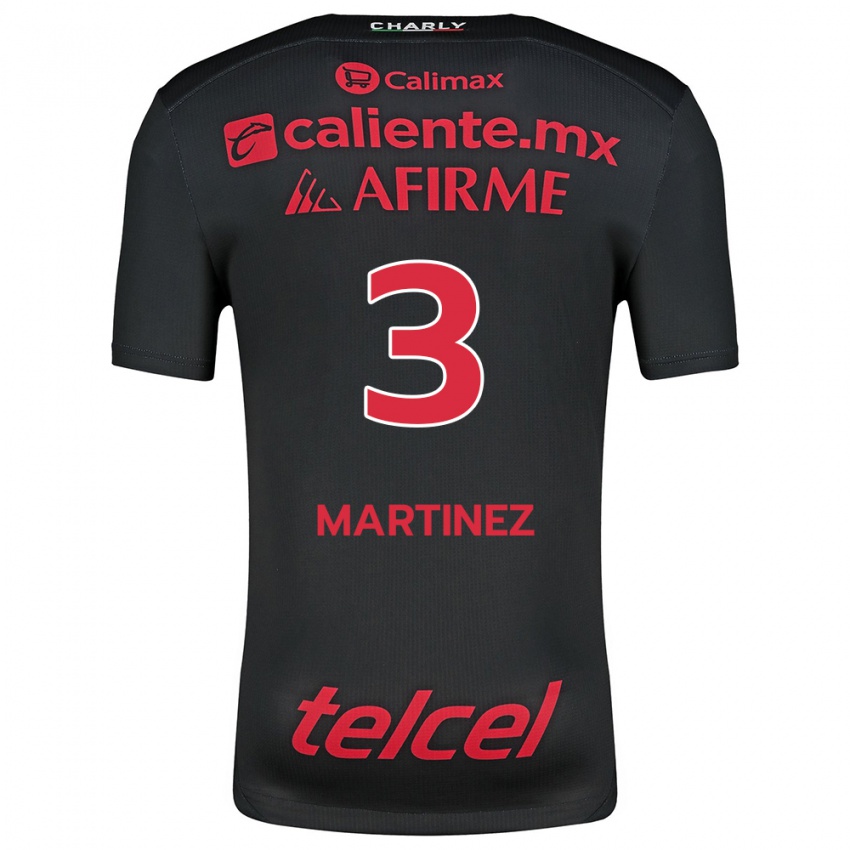 Enfant Maillot Nathaly Martínez #3 Noir Rouge Tenues Domicile 2024/25 T-Shirt Belgique