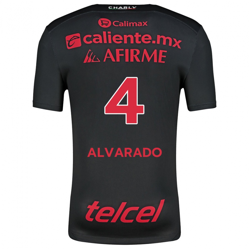 Enfant Maillot Mónica Alvarado #4 Noir Rouge Tenues Domicile 2024/25 T-Shirt Belgique