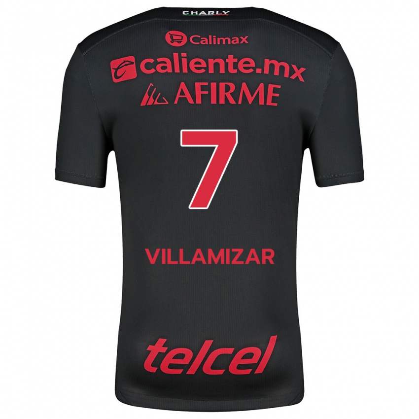 Enfant Maillot Paola Villamizar #7 Noir Rouge Tenues Domicile 2024/25 T-Shirt Belgique