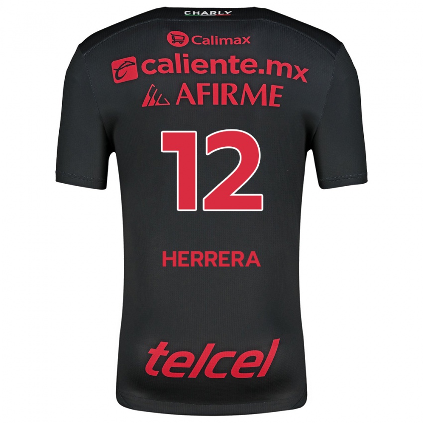 Enfant Maillot Melissa Herrera #12 Noir Rouge Tenues Domicile 2024/25 T-Shirt Belgique