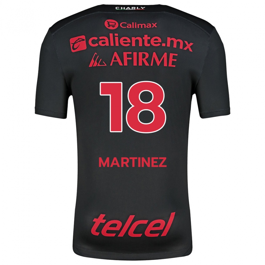 Enfant Maillot Natividad Martínez #18 Noir Rouge Tenues Domicile 2024/25 T-Shirt Belgique