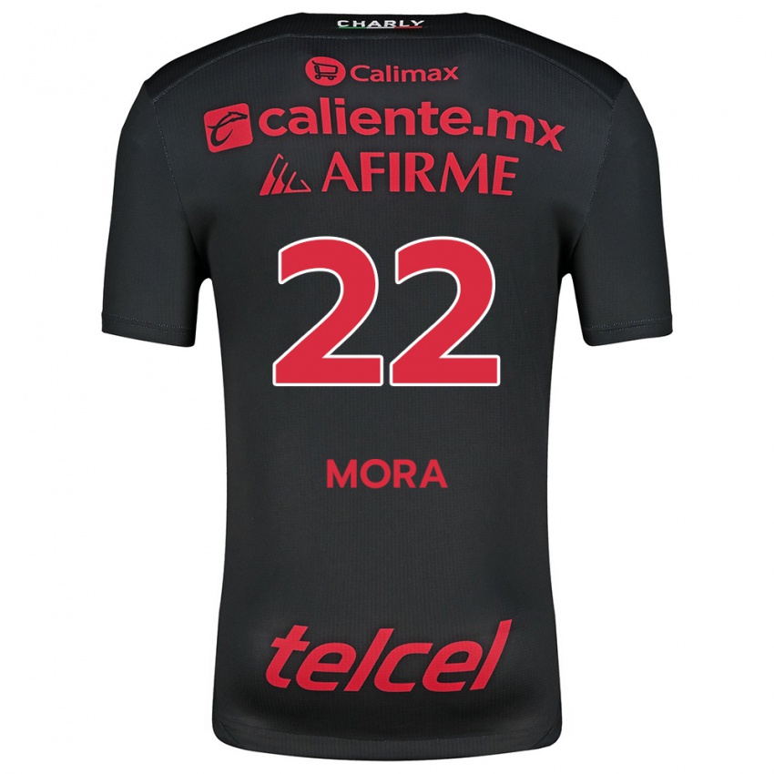 Enfant Maillot Bianca Mora #22 Noir Rouge Tenues Domicile 2024/25 T-Shirt Belgique