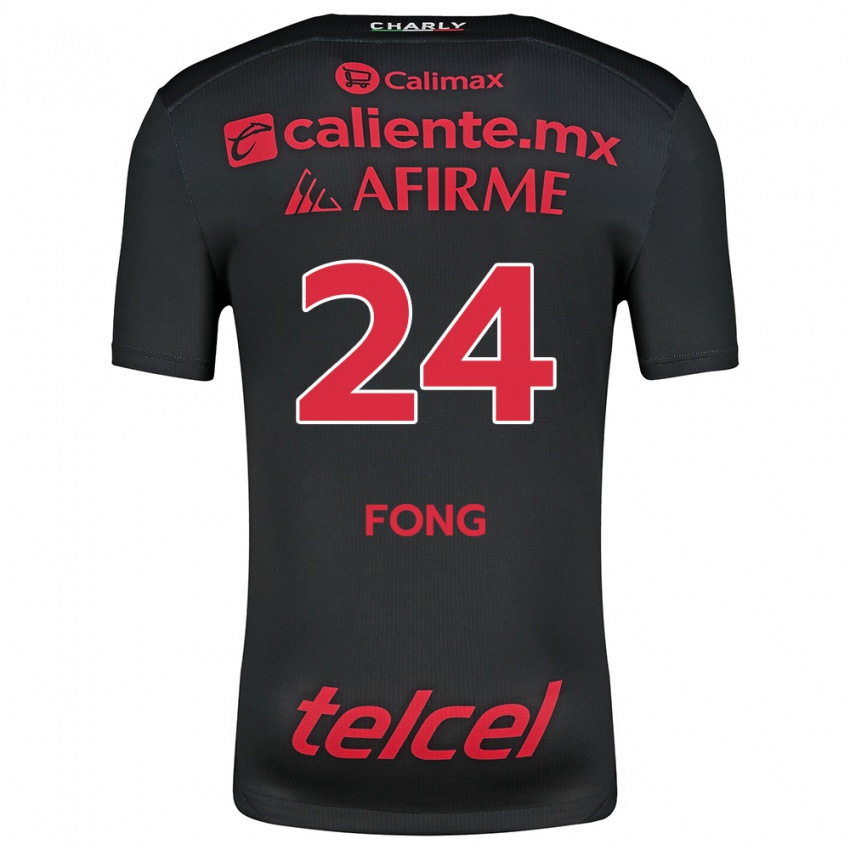 Enfant Maillot Michel Fong #24 Noir Rouge Tenues Domicile 2024/25 T-Shirt Belgique