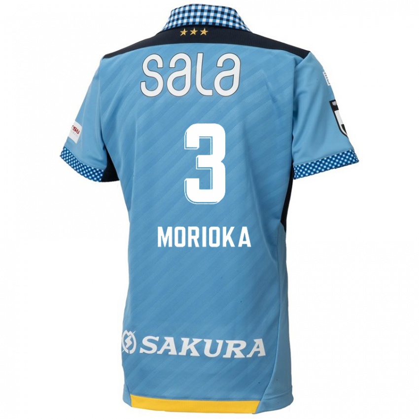 Kinder Riku Morioka #3 Blau Schwarz Heimtrikot Trikot 2024/25 T-Shirt Belgien