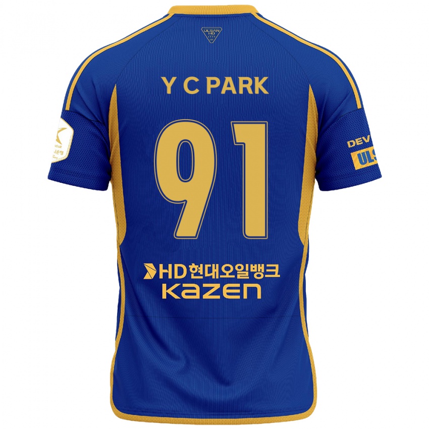 Kinder Chu-Young Park #91 Blau Gelb Heimtrikot Trikot 2024/25 T-Shirt Belgien