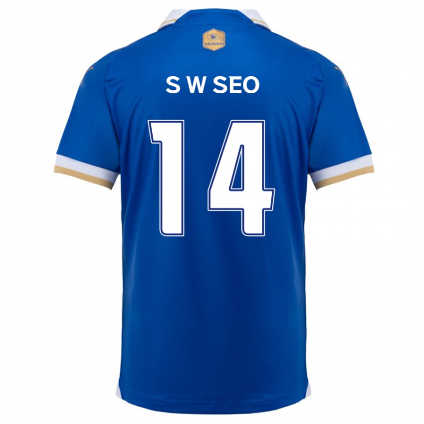 Kinder Woo-Seong Seo #14 Blau Weiss Heimtrikot Trikot 2024/25 T-Shirt Belgien