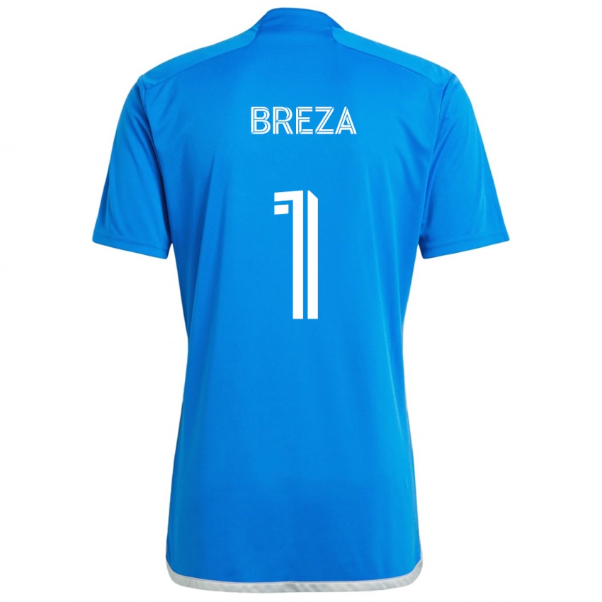 Kinder Sebastian Breza #1 Blau Weiss Heimtrikot Trikot 2024/25 T-Shirt Belgien