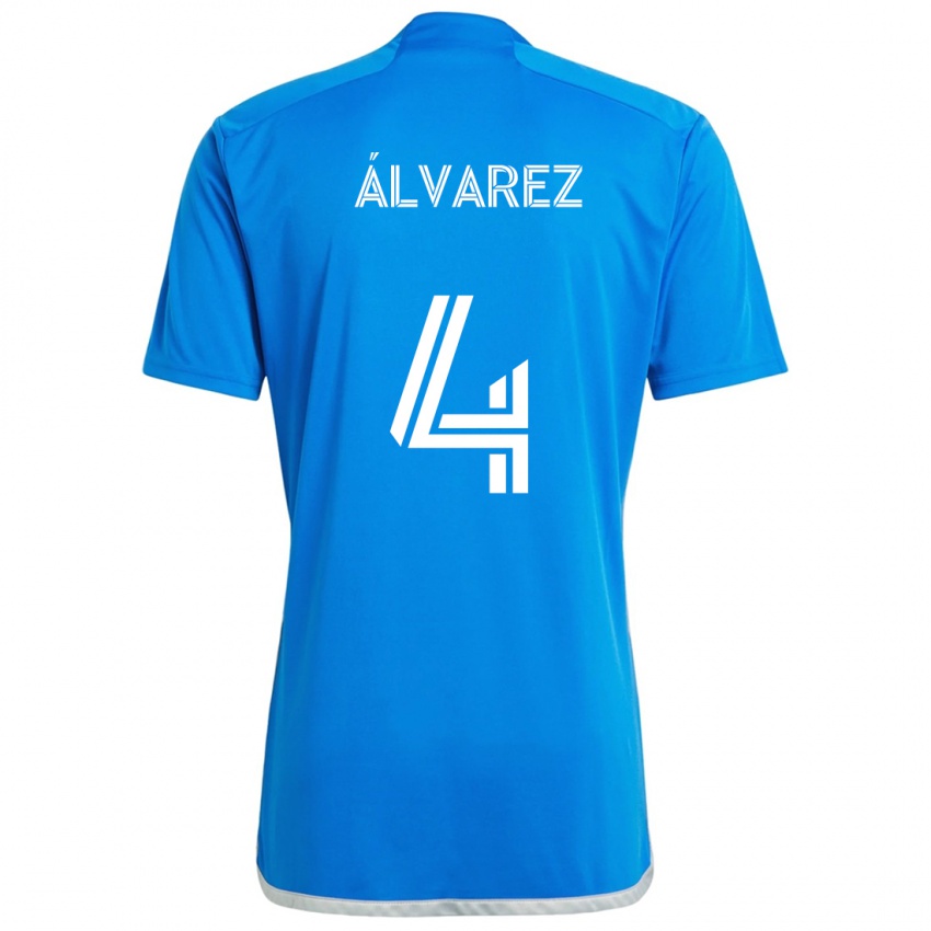 Kinder Fernando Álvarez #4 Blau Weiss Heimtrikot Trikot 2024/25 T-Shirt Belgien