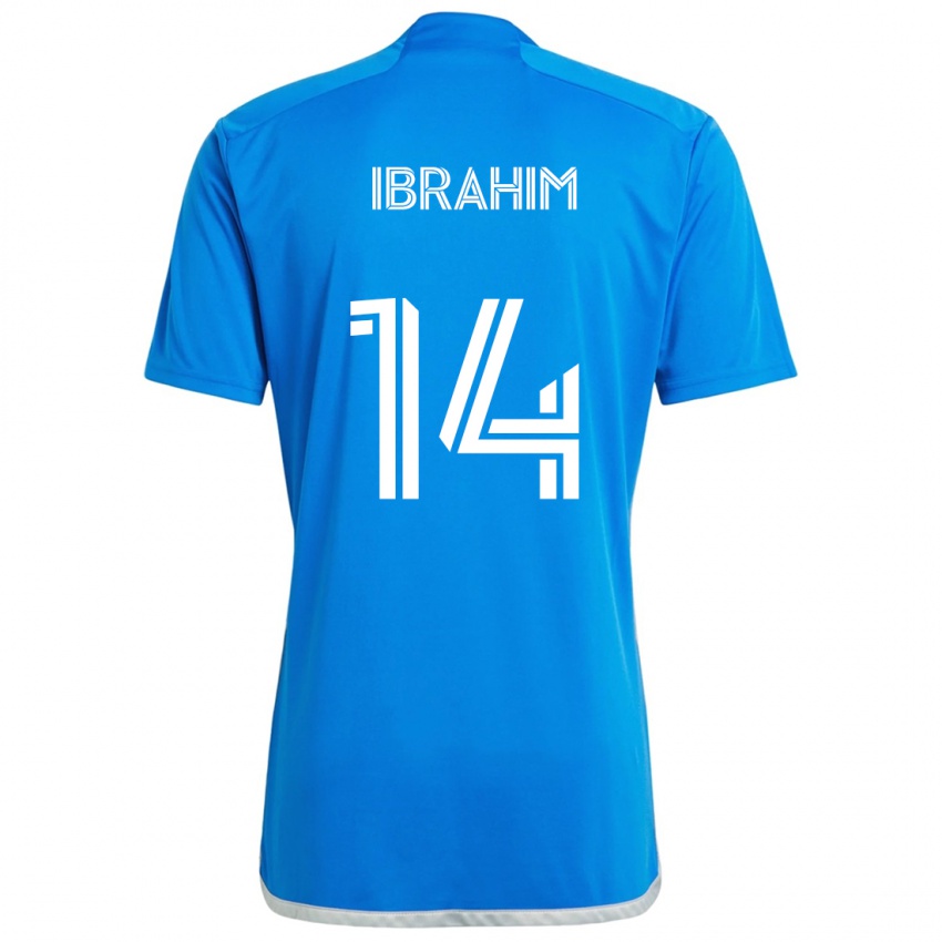 Kinder Sunusi Ibrahim #14 Blau Weiss Heimtrikot Trikot 2024/25 T-Shirt Belgien