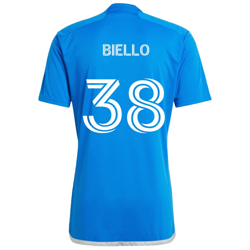 Kinder Alessandro Biello #38 Blau Weiss Heimtrikot Trikot 2024/25 T-Shirt Belgien