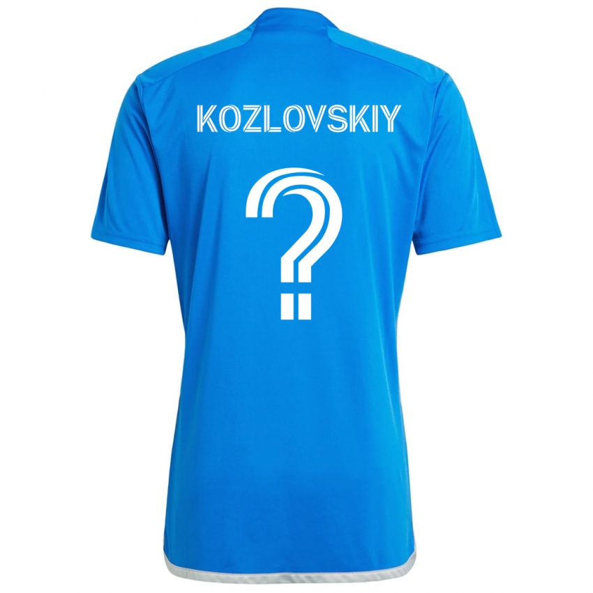 Kinder Sergei Kozlovskiy #0 Blau Weiss Heimtrikot Trikot 2024/25 T-Shirt Belgien