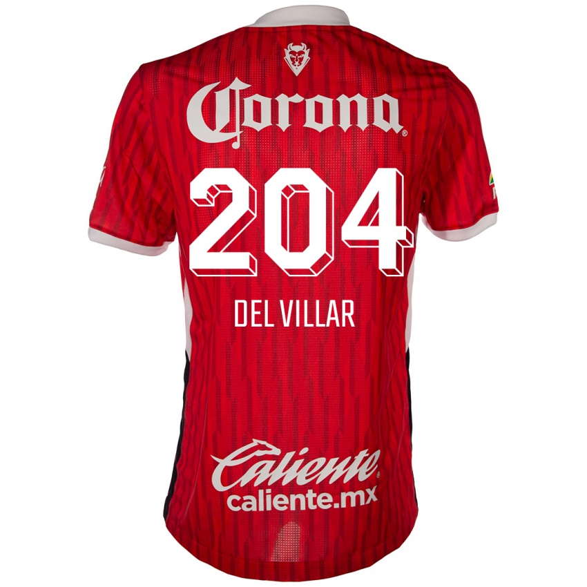 Enfant Maillot Everardo Del Villar #204 Rouge Blanc Tenues Domicile 2024/25 T-Shirt Belgique