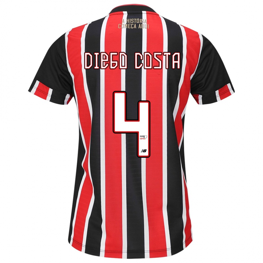 Enfant Maillot Diego Costa #4 Noir Rouge Blanc Tenues Extérieur 2024/25 T-Shirt Belgique