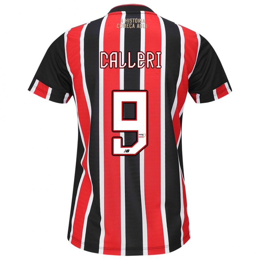 Kinderen Jonathan Calleri #9 Zwart Rood Wit Uitshirt Uittenue 2024/25 T-Shirt België