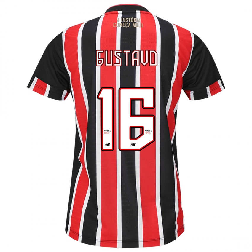 Enfant Maillot Luiz Gustavo #16 Noir Rouge Blanc Tenues Extérieur 2024/25 T-Shirt Belgique