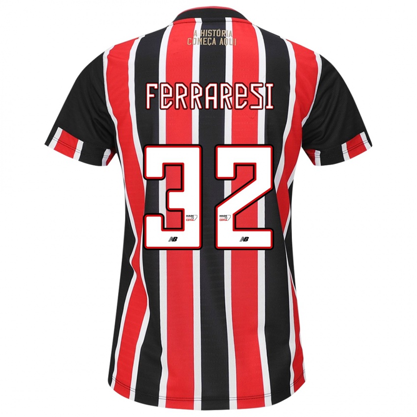 Enfant Maillot Nahuel Ferraresi #32 Noir Rouge Blanc Tenues Extérieur 2024/25 T-Shirt Belgique