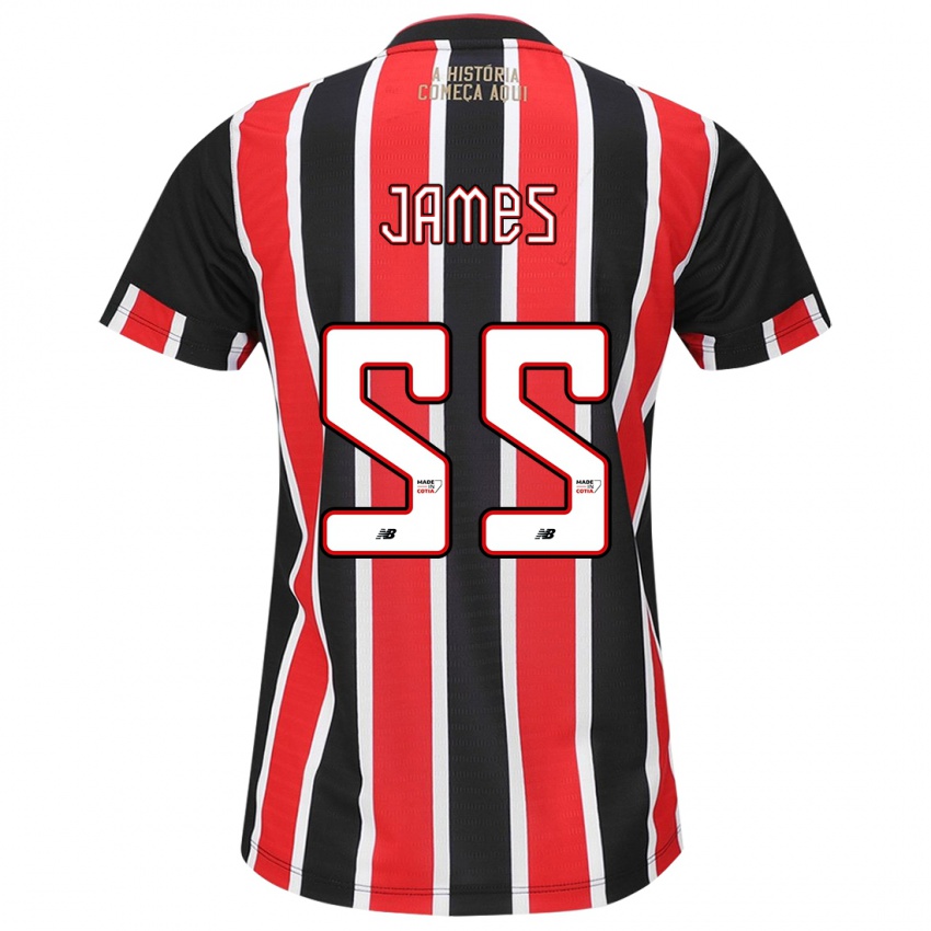 Enfant Maillot James Rodríguez #55 Noir Rouge Blanc Tenues Extérieur 2024/25 T-Shirt Belgique