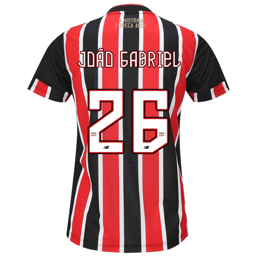 Enfant Maillot João Gabriel #26 Noir Rouge Blanc Tenues Extérieur 2024/25 T-Shirt Belgique