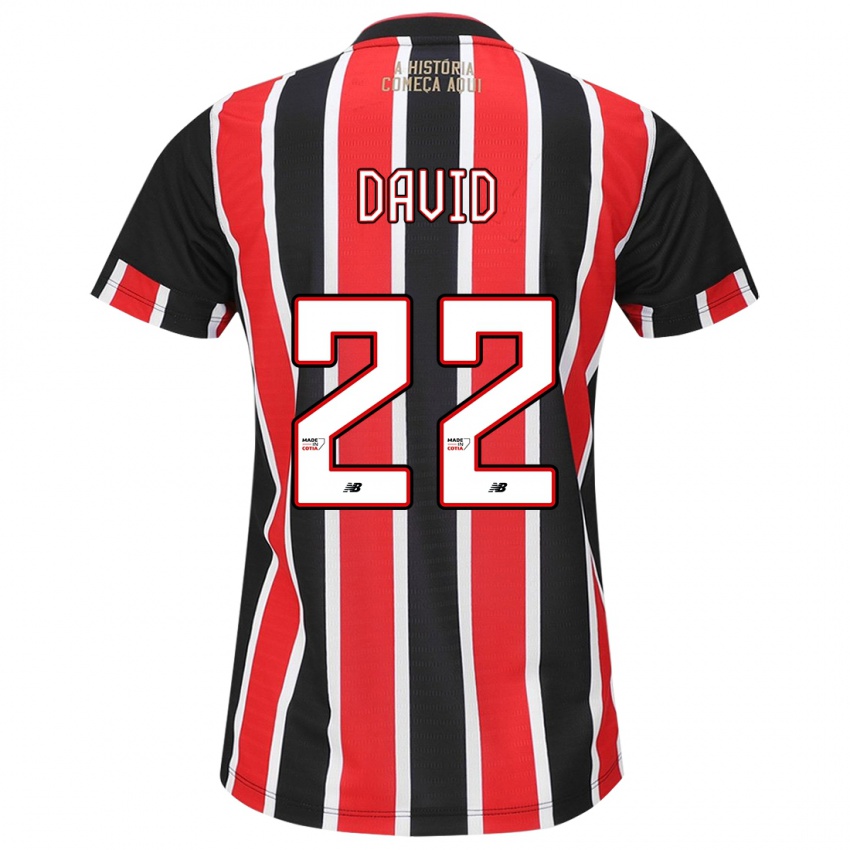 Kinderen David #22 Zwart Rood Wit Uitshirt Uittenue 2024/25 T-Shirt België