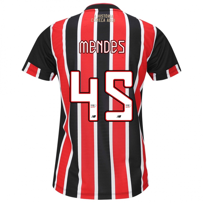 Kinder Nathan Mendes #45 Schwarz Rot Weiß Auswärtstrikot Trikot 2024/25 T-Shirt Belgien