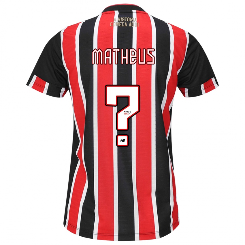 Enfant Maillot Guilherme Matheus #0 Noir Rouge Blanc Tenues Extérieur 2024/25 T-Shirt Belgique