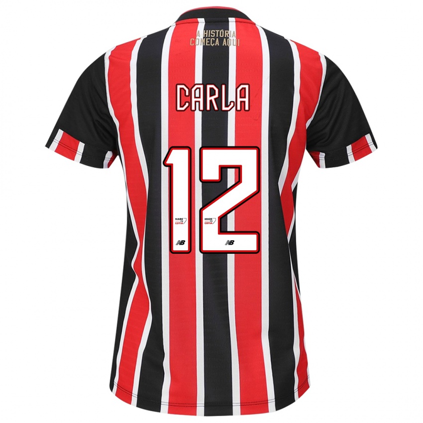 Enfant Maillot Carla Maria Da Silva #12 Noir Rouge Blanc Tenues Extérieur 2024/25 T-Shirt Belgique