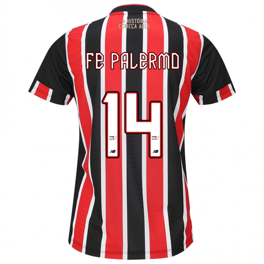 Enfant Maillot Fe Palermo #14 Noir Rouge Blanc Tenues Extérieur 2024/25 T-Shirt Belgique