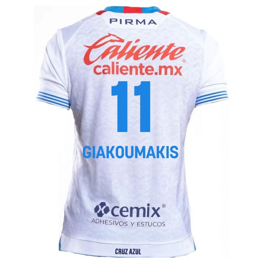 Kinder Georgios Giakoumakis #11 Weiß Blau Auswärtstrikot Trikot 2024/25 T-Shirt Belgien