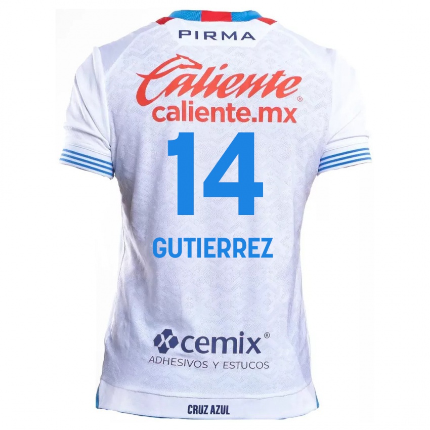 Kinderen Alexis Gutierrez #14 Wit Blauw Uitshirt Uittenue 2024/25 T-Shirt België