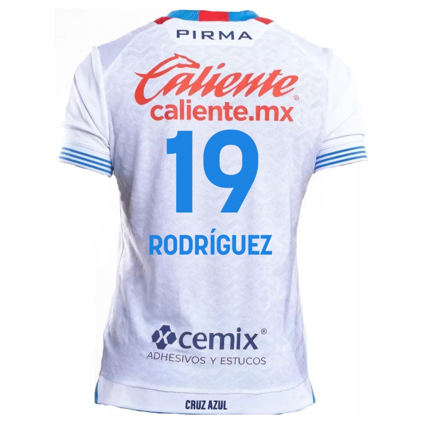 Kinderen Carlos Rodríguez #19 Wit Blauw Uitshirt Uittenue 2024/25 T-Shirt België