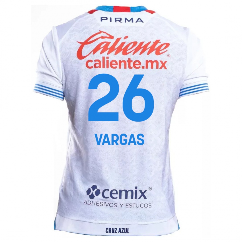 Kinderen Carlos Vargas #26 Wit Blauw Uitshirt Uittenue 2024/25 T-Shirt België