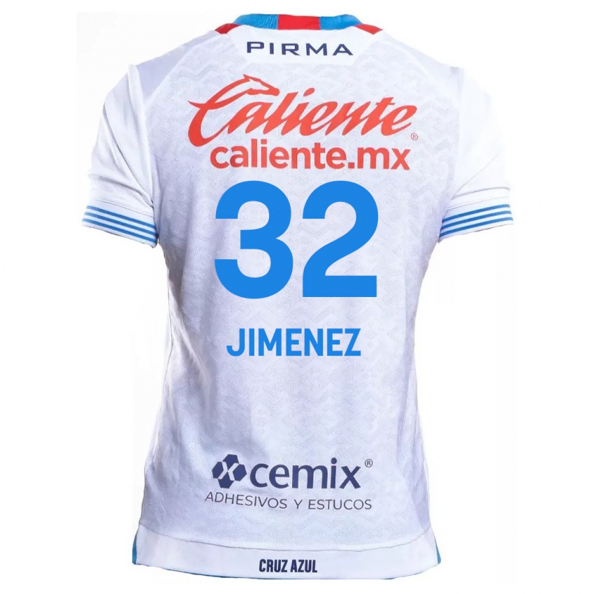 Kinderen Cristian Jimenez #32 Wit Blauw Uitshirt Uittenue 2024/25 T-Shirt België