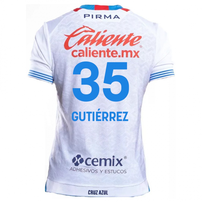 Kinder Luis Gutiérrez #35 Weiß Blau Auswärtstrikot Trikot 2024/25 T-Shirt Belgien