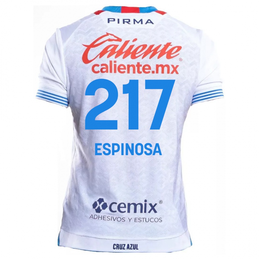 Kinder Samuel Espinosa #217 Weiß Blau Auswärtstrikot Trikot 2024/25 T-Shirt Belgien