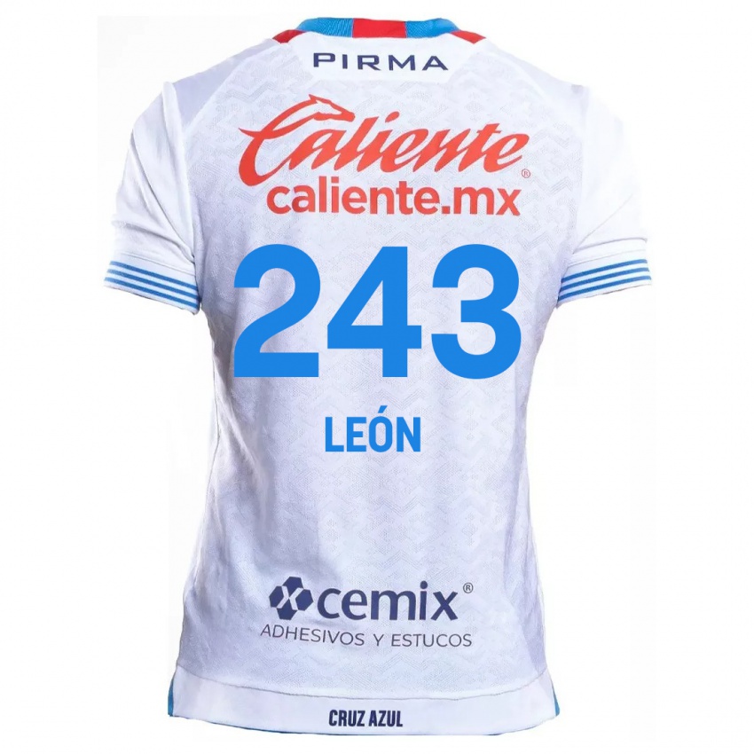 Kinder Cristhian León #243 Weiß Blau Auswärtstrikot Trikot 2024/25 T-Shirt Belgien