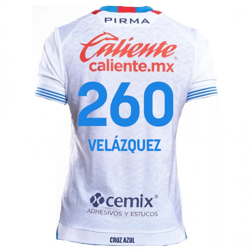 Kinder Víctor Velázquez #260 Weiß Blau Auswärtstrikot Trikot 2024/25 T-Shirt Belgien